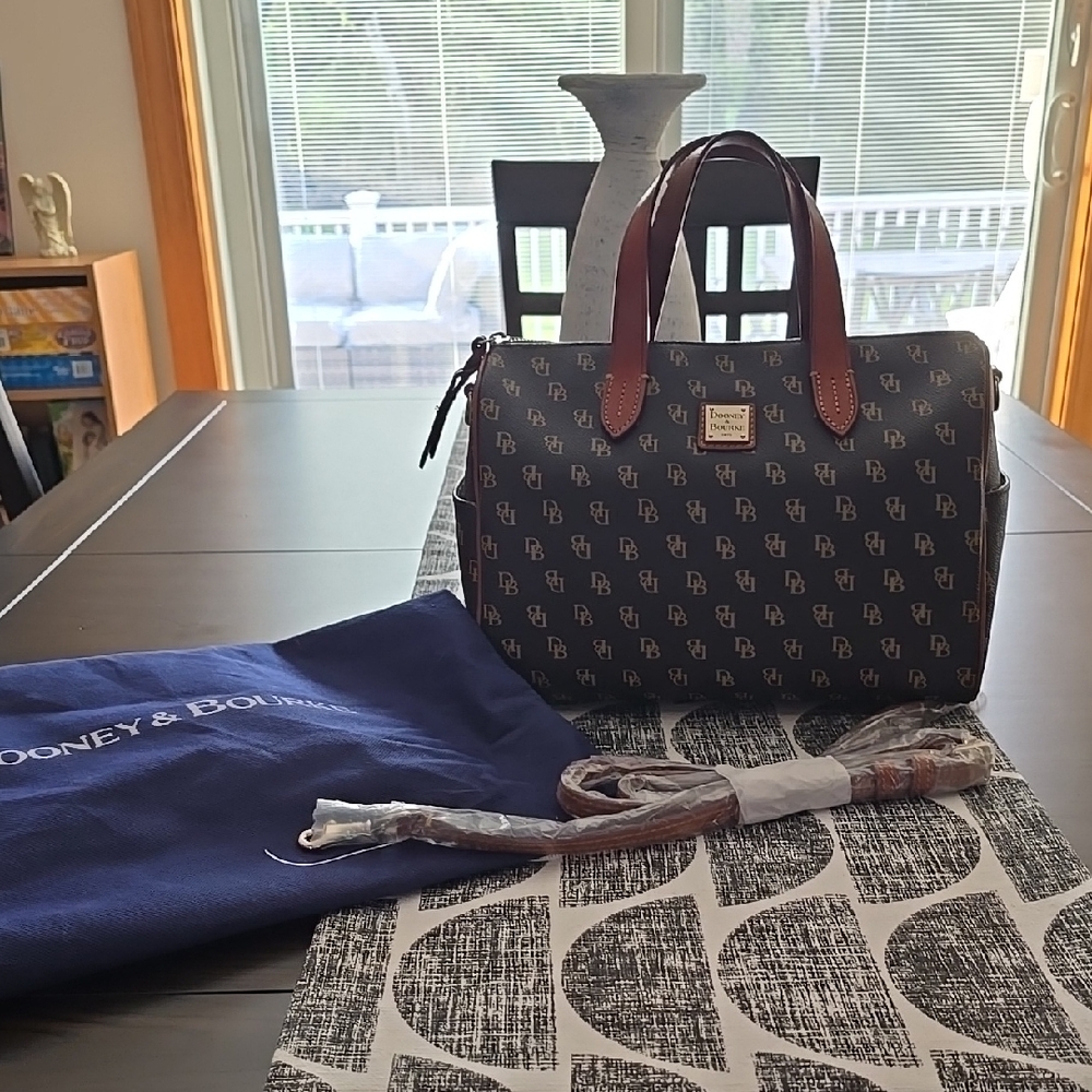 Dooney & Bourke Black and Brown Geometric Satchel